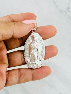 925 Sterling Silver Virgin Mary Pendant Guadalupe Catholic Medalla Virgen plata